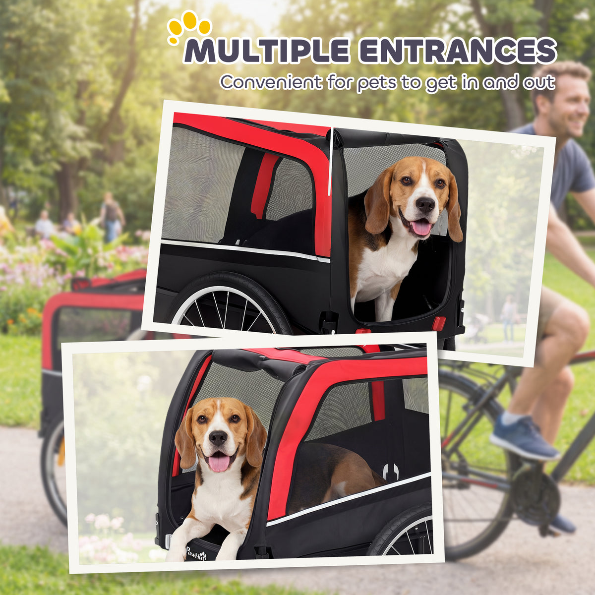 Dog Bike Trailer, Pet Cart Bicycle Carrier with 20" Air Tires, Quick-Release Wheels, Reflectors, Flag