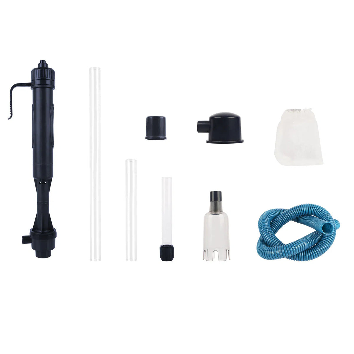 2-in-1 Aquarium Gravel Cleaner & Siphon Pump, Battery Powered Dirt/Fish Waste Remover, Adjustable Tubes for Small/Medium