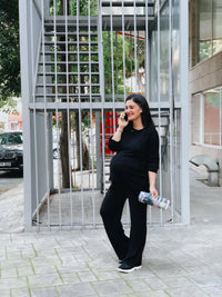 Effortless Elegance Set with Rib Side Zip Long Sleeve Maternity/Nursing Top & Lounge Pants - BIG FRENCHIES