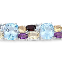 51.36 Carat Genuine Multi Stones .925 Sterling Silver Bracelet