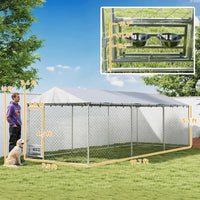 Dog Kennel Outdoor Dog Run Waterproof UV-Resist Cover Lockable Door Adjustable Bowls 20 X 7.5 X 6.5ft,Multiple Packages