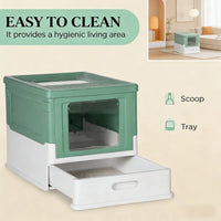 Stainless Steel Enclosed Litter Box for Cats