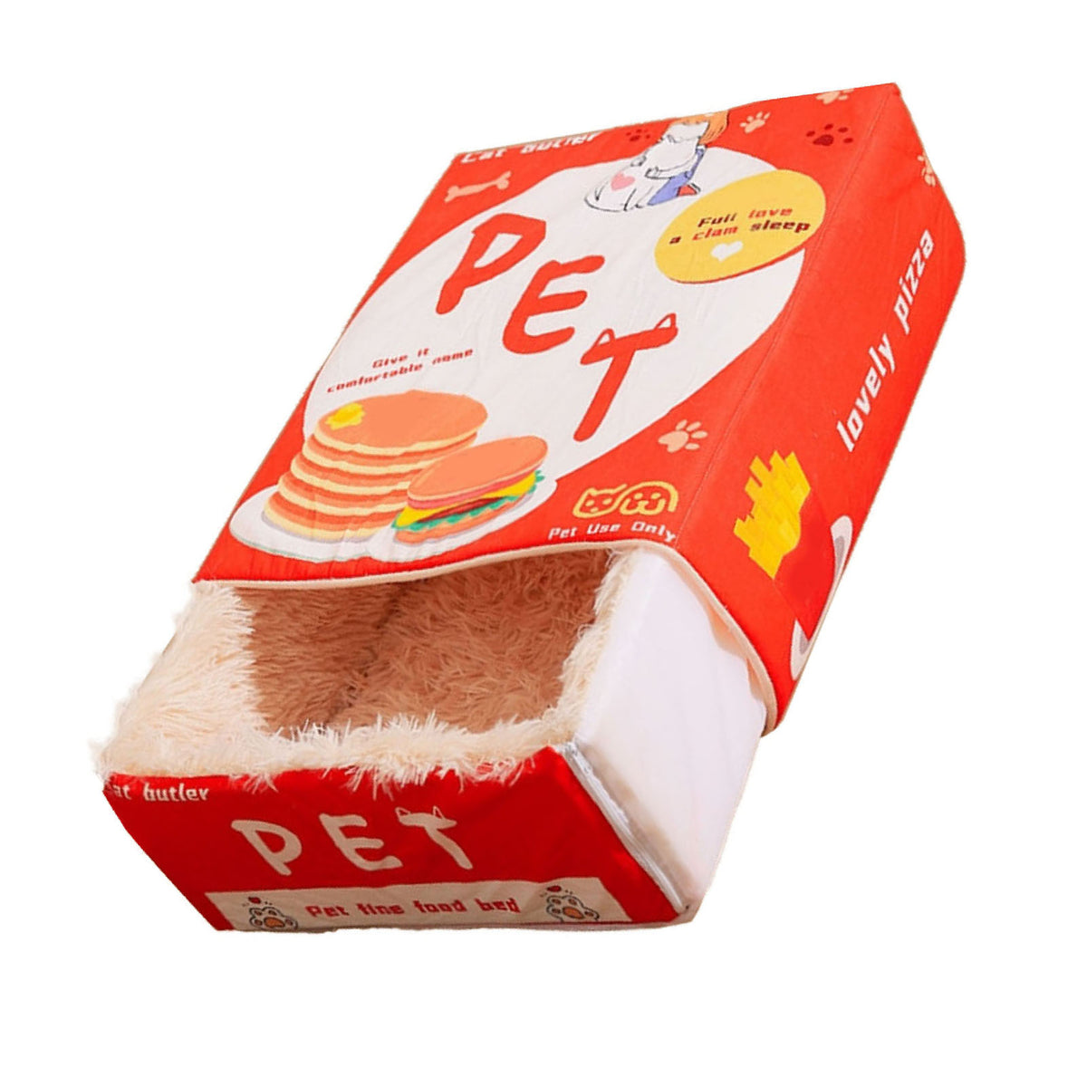 Snack Box Cat Bed Cartoon Rectangular Fully Enclosed Four Season Universal Multifunctional Soft Pet Bed For Home Travel 