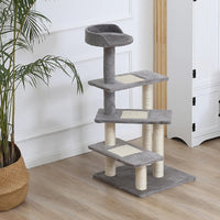 5-Level Revolving Stair Cat Tree Scratcher Climbing Activity Tower With Play Center And Resting Perch - Gray