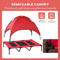 48 In X 36 In Elevated Dog Cot Cooling Pet Bed With UV Protection Canopy Shade, Portable Raised Outdoor Dog Bed, Heavy D