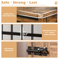 32in Dog Crate Furniture, Double Door Wooden Indoor Dog Kennel Furniture, Decorative Pet Cage End Table With Wheels For 