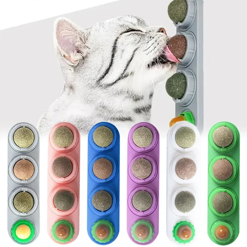 4 In 1 Rotating Catnip Silver Vine Ball Teeth Cleaning Acne Prevention Digestive Health Wall Stick On Toy Edible Safe Ma