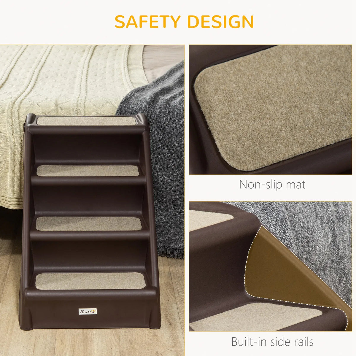 4-Level Portable Pet Stairs, Foldable Dog Ramp, Lightweight Cat Steps, with Nonslip Soft Mats, for High Bed, Sofa, Up to