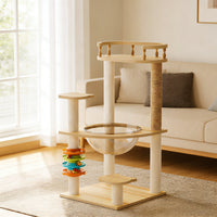 32.2" Modern Cat Tower, Wood Cat Tree Tower for Indoor Cats, Cat Treewith Sisal-Covered Scratching Posts and Top Perch, 