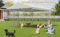 15x10 FT Large Outdoor Dog Kennel with Canopy, Heavy Duty Galvanized Steel Frame, Waterproof Cover, All-Weather Protecti