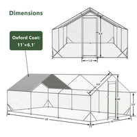 Large Metal Chicken Coop, Walk-in Chicken Run, Galvanized Wire Poultry Chicken Hen Pen Cage, Rabbits Duck Cages With Wat