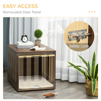 Furniture Style Dog Crate End Table with Removable Door Panel, Dog Crate Bed with Foam Cushion, Safety Lock, Indoor Use,