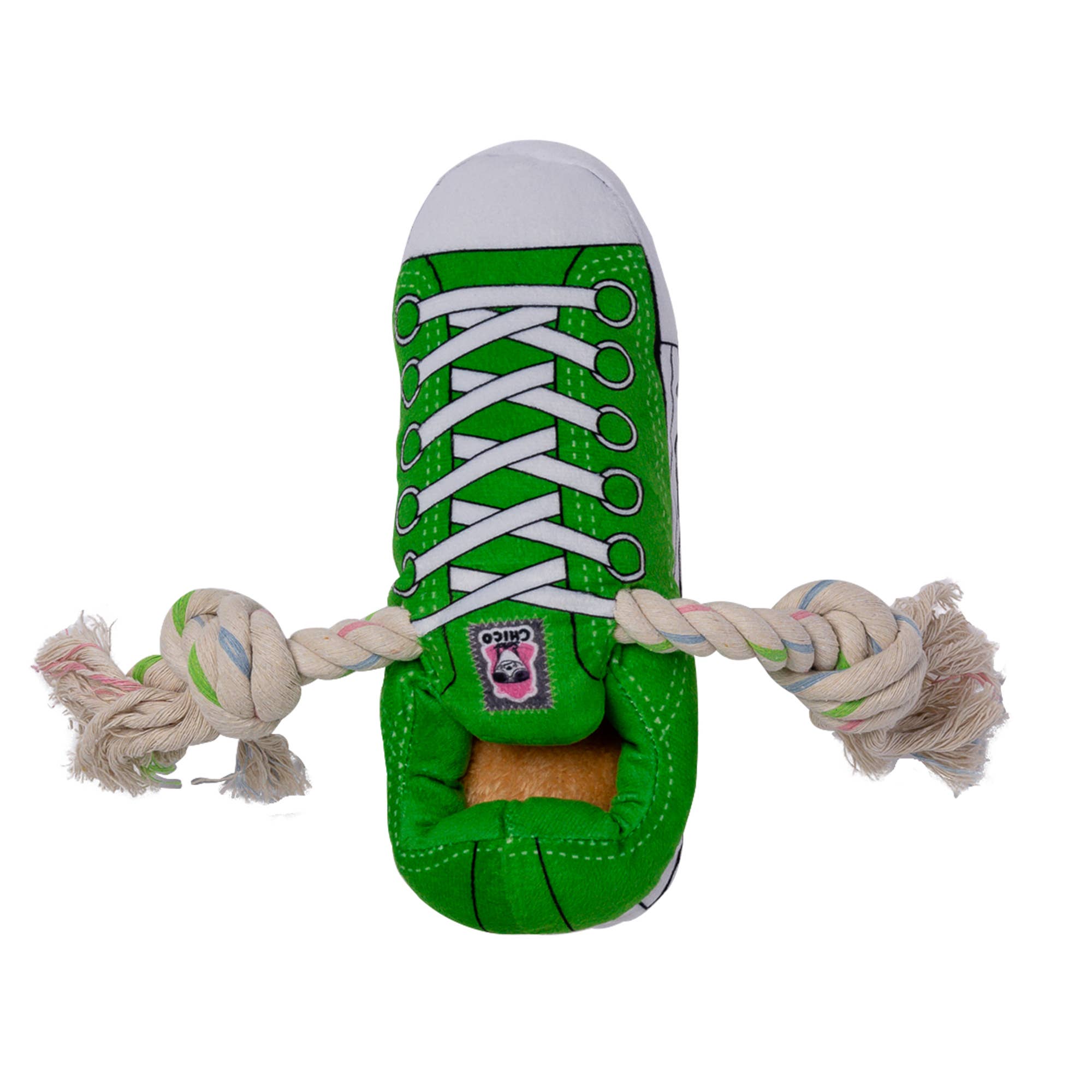 Squeaky Comfort Plush Sneaker Dog Toy – with Treat Compartment, Safe & Durable – Green - BIG FRENCHIES