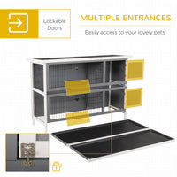 54" 2-Story Large Rabbit Hutch Bunny Cage Wooden Pet House Small Animal Habitat with Lockable Doors, No Leak Tray and wa