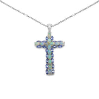3.32 Carat Genuine Ethiopian Opal and Tanzanite .925 Sterling Silver Pendant