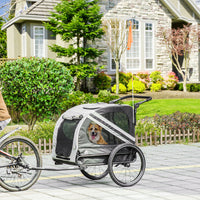2-in-1 Pet Bike Trailer for Small Medium Dogs, Road-Visibility Dog Stroller Bicycle Carrier, Weather-Strong Bike Wagon T