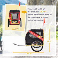 Dog Bike Trailer With Easy Folding Cart Frame, Large Wheels, 3 Entrances, Mesh Screen, For Dogs Within 44 Lbs, Red & Bla