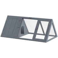 Wooden Guinea Pig Hutch With Run And Doors, Outdoor Triangle Bunny House For Rabbits,Duck And Chicken