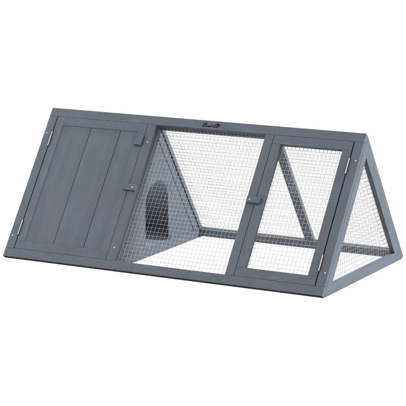 Wooden Guinea Pig Hutch With Run And Doors, Outdoor Triangle Bunny House For Rabbits,Duck And Chicken