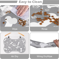 Dog Cat Food Mat,Rapid Absorbent Pet Feeding Mat, Bone Shaped Dog Placemat Water Bowl Mat With Rubber Backing,No Stains 