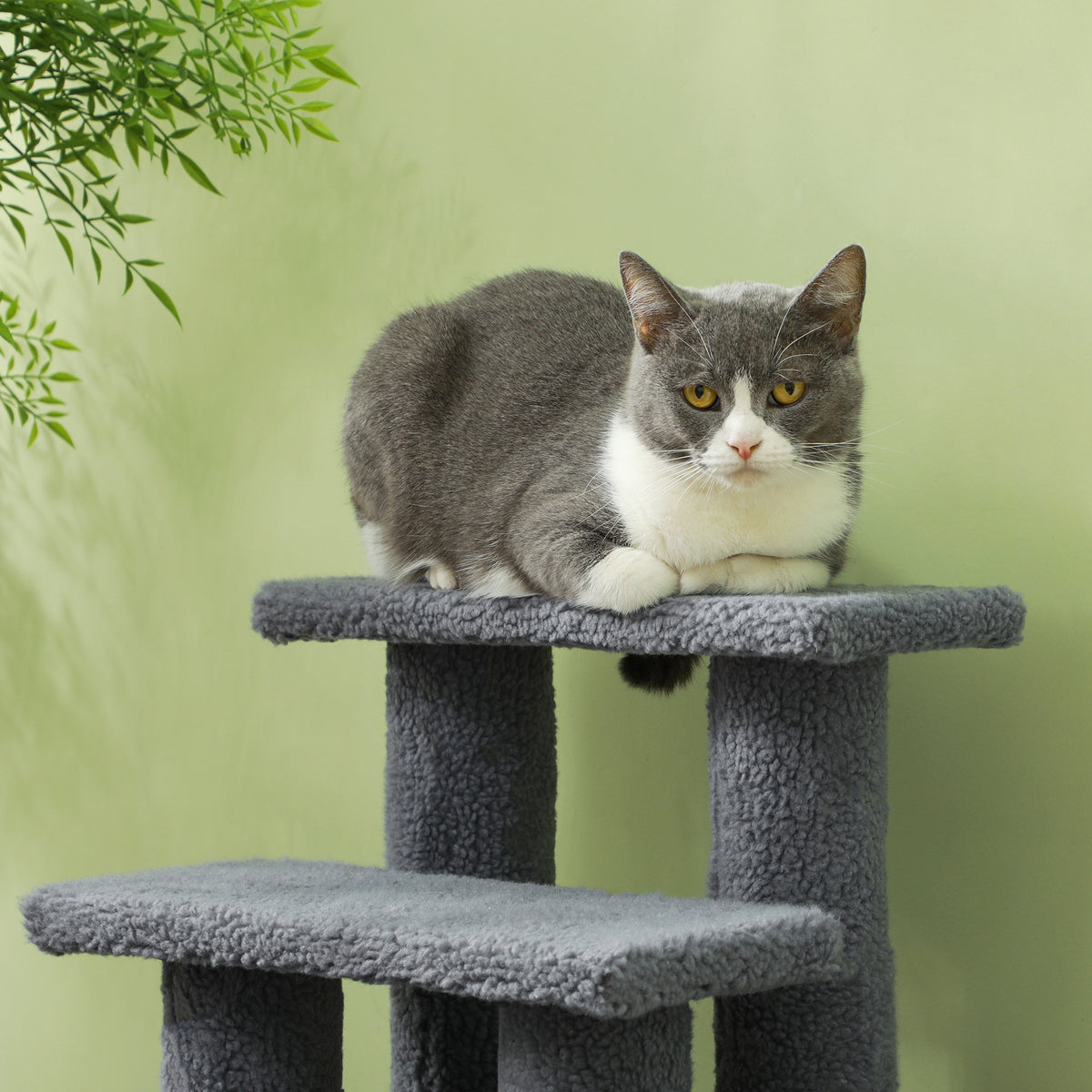 25" 4-Step Multi-Level Carpeted Cat Scratching Post Pet Stairs, Gray
