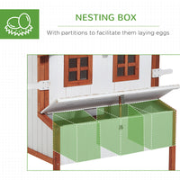 47" Chicken Coop, Wooden Chicken House Raised Rabbit Hutch with Waterproof Roof, Nesting Box and Handles for 3-5 Hens, P
