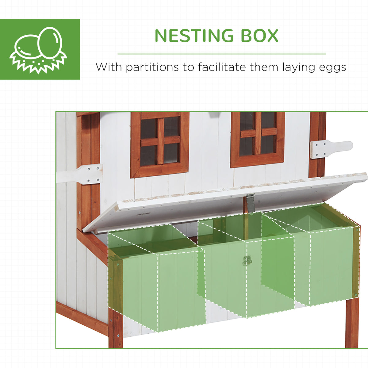 47" Chicken Coop, Wooden Chicken House Raised Rabbit Hutch with Waterproof Roof, Nesting Box and Handles for 3-5 Hens, P