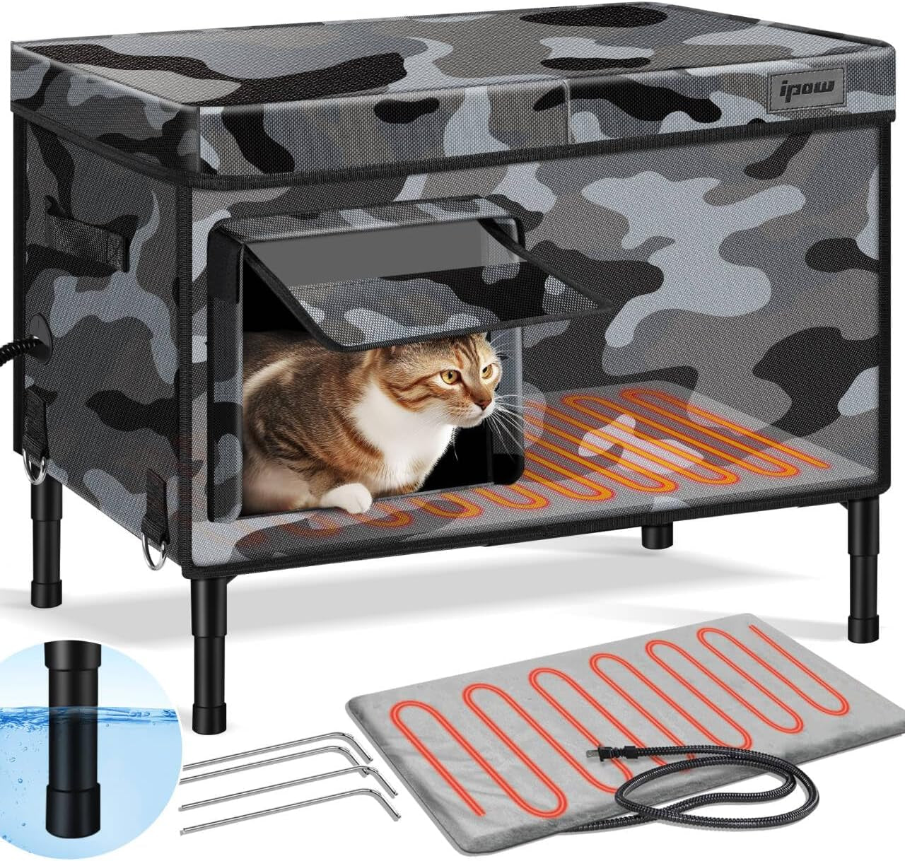 Heated Outdoor Cat House Waterproof Insulated Shelter Medium XL