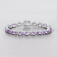 14.40 Carat Genuine Amethyst .925 Sterling Silver Bracelet