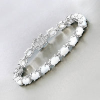 10.26 Carat Genuine Opal .925 Sterling Silver Bracelet