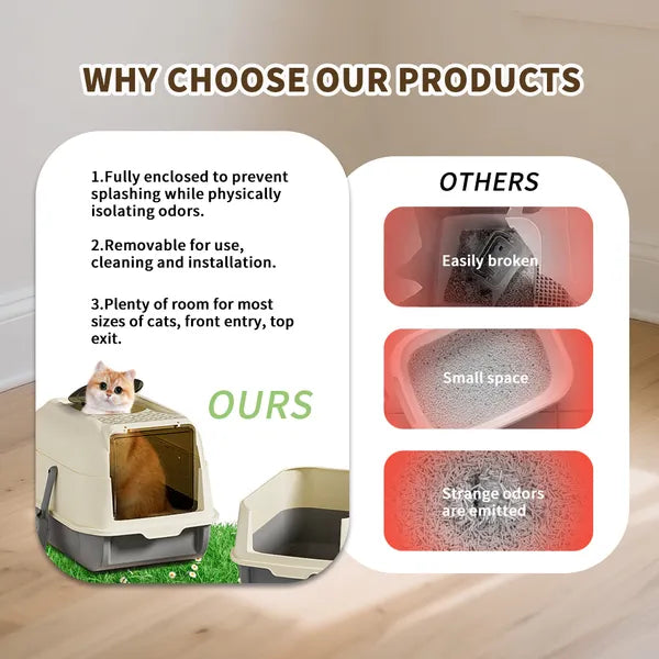 Double Door Cat Litter Box, Allowing Cats To Enter The Bathroom More Smoothly And Reducing Crowding
