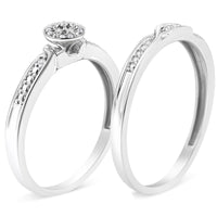 .925 Sterling Silver Diamond Accent Frame Twist Shank Bridal Set Ring and Band (I-J Color, I3 Clarity) - Size 7