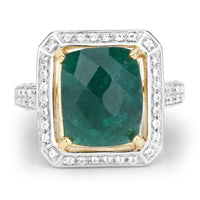 5.18 Carat Dyed Emerald and White Topaz .925 Sterling Silver Ring