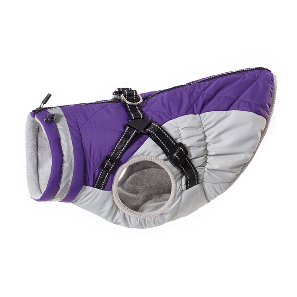 Dog AutumnWinter Fleece-Lined, Warm, And Waterproof Zip-Up Jacket
