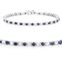 6.87 ct. t.w. Blue Sapphire and White Topaz Bracelet in Sterling Silver