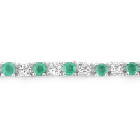 5.77 Carat Genuine Emerald and White Topaz .925 Sterling Silver Bracelet