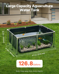 Canvas Fish Pond Above Ground Koi Tank 126.8 Gal With Clear Viewing Panel