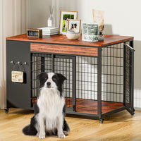 38in Dog Crate Furniture - Dog Crate With DIY Frame, Sliding Door Indoor Kennel, Wooden Dog Cage End Table, For Medium-L