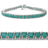 7.48 Carat Genuine Emerald .925 Sterling Silver Bracelet