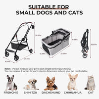 Foldable Pet Stroller For Small Dogs & Cats