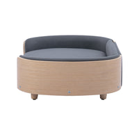 Scandinavian style Elevated Dog Bed Pet Sofa With Solid Wood legs and Bent Wood Back, Velvet Cushion,Large Size