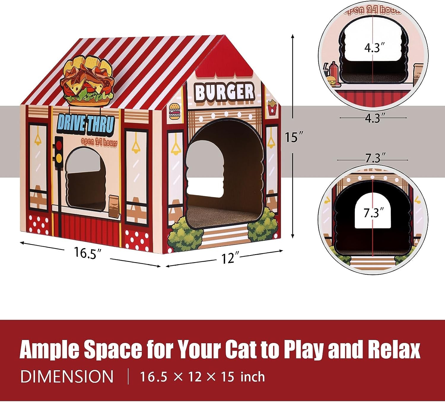Cardboard Cat House with Scratcher - BIG FRENCHIES