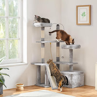Ultimate 53.5-Inch Rotatable Cat Tree: Multi-Level Playground for Kittens and Large Cats with Cozy Condo and Scratching Posts in Light Gray - BIG FRENCHIES