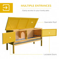 PawHut Wooden Rabbit Hutch Bunny Cage With Openable Waterproof Roof, No Leak Tray Solid Fir Wood Build For Rabbits, Chic