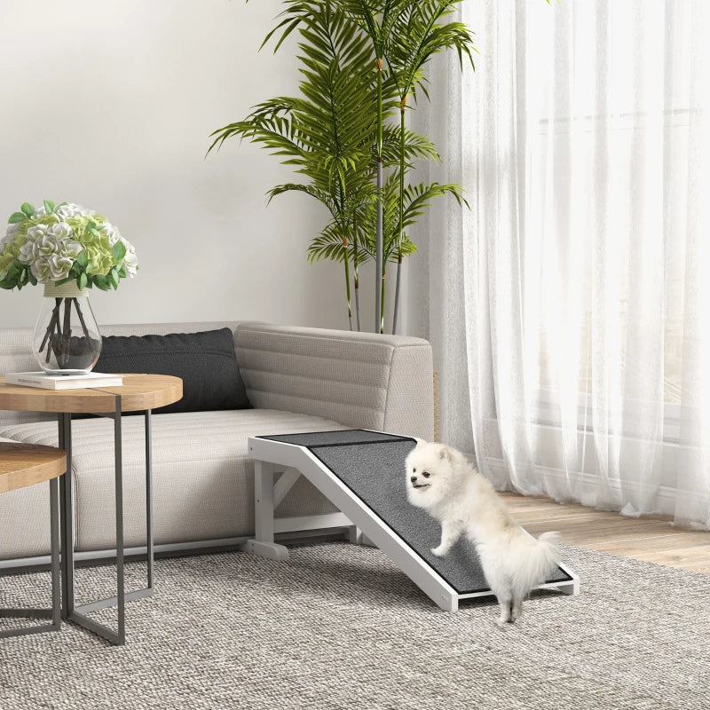 PawHut Pet Ramp For Dogs & Cats With Non-Slip Carpet, White