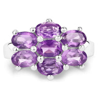 3.01 Carat Genuine  Amethyst .925 Sterling Silver Ring