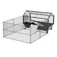 Metal Small Animal Cage, Rabbit Cage for Guinea Pig Chinchilla Hedgehog Bunny with Removable Wheels and Foldable Detacha