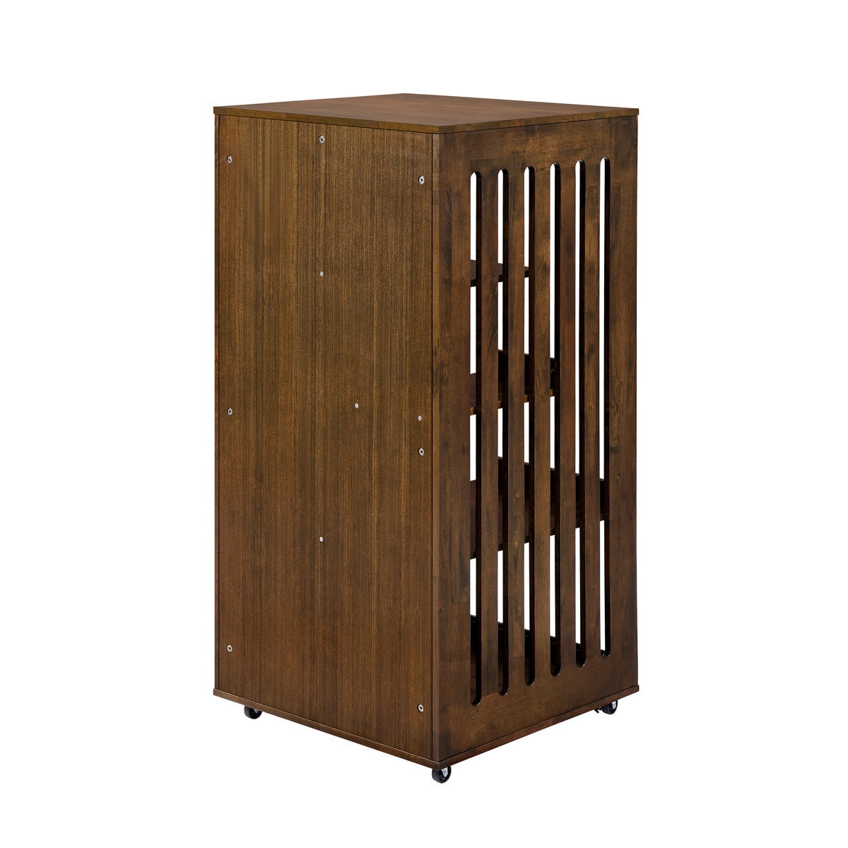 Basia Indoor Rubber Wood Cat Cabinet with Wheels, Ventilated Indoor Cat Condo with Multi-Level Shelves & Lockable Door, 
