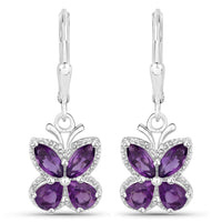 2.12 Carat Genuine Amethyst .925 Sterling Silver Earrings