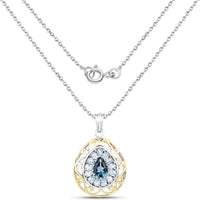 18K Yellow Gold Plated 4.44 Carat Genuine London Blue Topaz and Blue Topaz .925 Sterling Silver Pendant